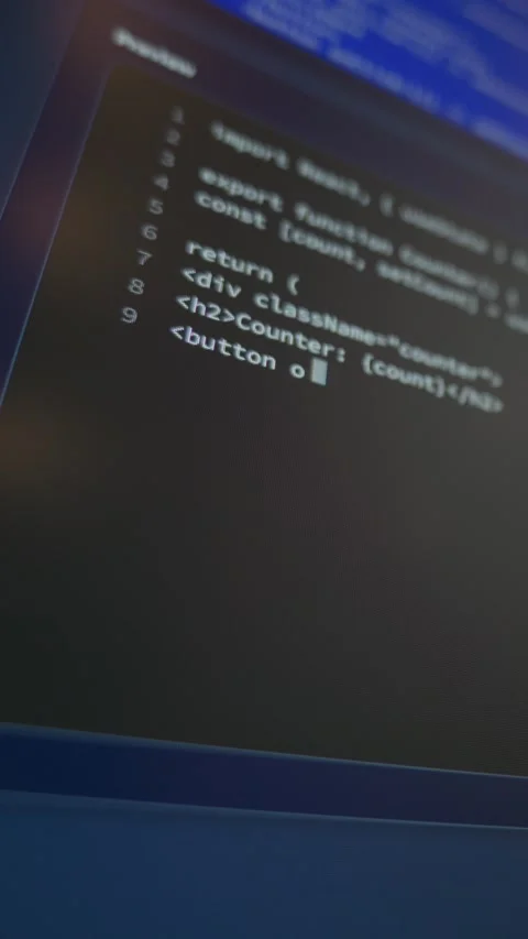 Writing React Code on Screen Close Up 動画素材 336722860