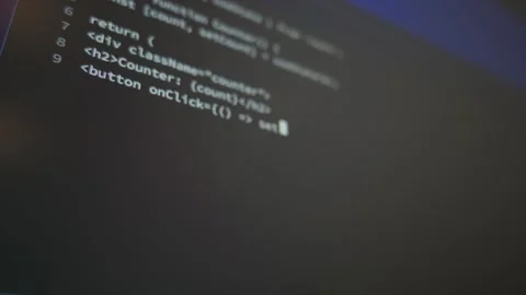 Writing React Code on Screen Close Up Stock-Footage 336722863