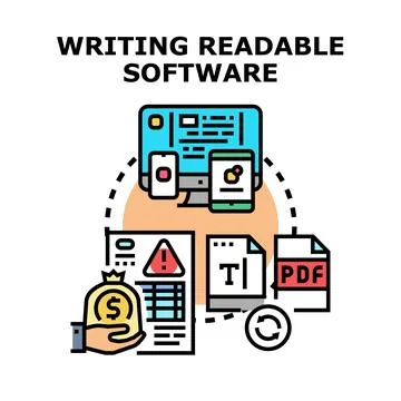 Writing readable software code for usability and profit Stock Illustration