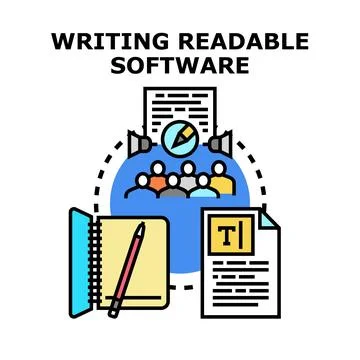 Writing readable software development code concept vector イラスト素材