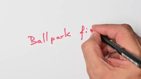 Writing with a red marker the sentence: Ballpark figure Stock Footage 221783056