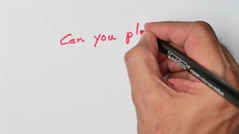 Writing with a red marker the sentence: Can you please repeat that? Stock Footage 221781209