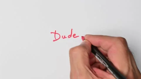 Writing with a red marker the sentence: Dude Stock Footage 221781879