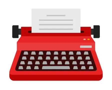 Writing red typewriter vector icon flat isolated Stock Illustration