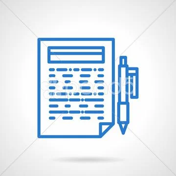 Writing reports blue line vector icon Stock Illustration
