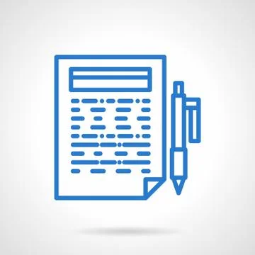 Writing reports blue line vector icon Illustrazione stock