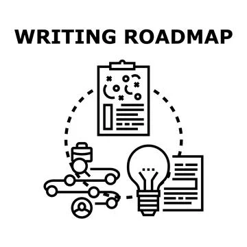 Writing roadmap planning creative content development process 스톡 일러스트