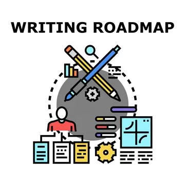 Writing roadmap planning process and content strategy Stock Illustration