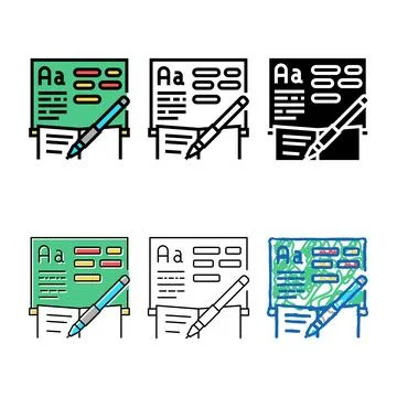 Writing school lesson color multistyle icon vector 스톡 일러스트