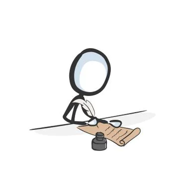 Writing scripture scroll. Writer author vector simple. Historic document ink Stock Illustration