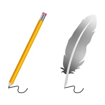 Writing set. Pen, pencil. Vector illustration Stock Illustration
