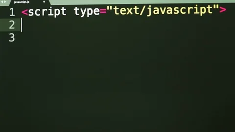 Writing simple javascript for alert hello world message Stock Footage 116463516