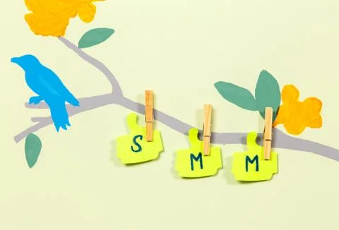 Writing SMM text on tree trunk Stock Photos