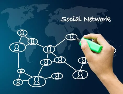 Writing social network structure in a whiteboard Stock Photos