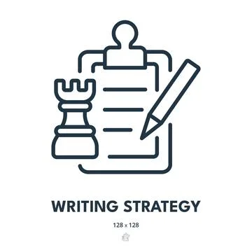 Writing Strategy Icon. Copywriting, Text, Writing. Editable Stroke Stock Illustration