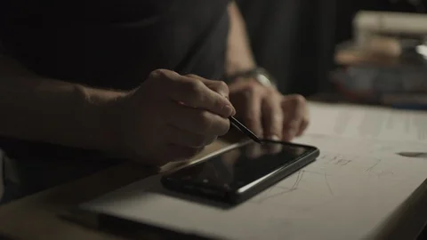 Writing With Stylus On Ipad Stock Footage 124303476