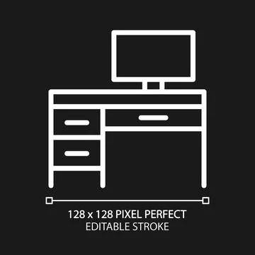 Writing table pixel perfect white linear icon for dark theme イラスト素材