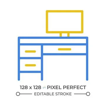 Writing table two color line icon Illustrazione stock