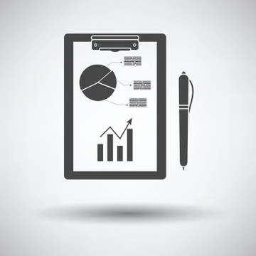 Writing tablet with analytics chart and pen icon Illustrazione stock