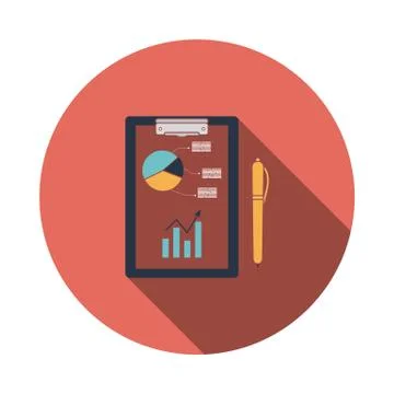 Writing tablet with analytics chart and pen icon Illustrazione stock