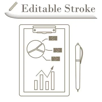 Writing Tablet With Analytics Chart Icon Stock Illustration