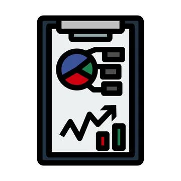 Writing Tablet With Analytics Chart Icon Stock Illustration