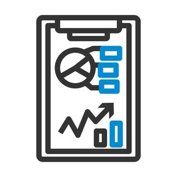 Writing Tablet With Analytics Chart Icon Stock Illustration