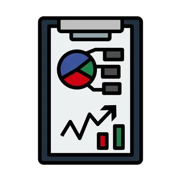 Writing Tablet With Analytics Chart Icon Stock Illustration