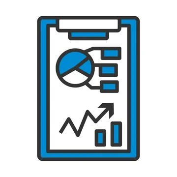 Writing Tablet With Analytics Chart Icon Stock Illustration