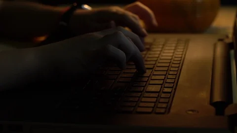 Writing text on a laptop keyboard. Video stock 121060923
