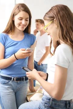 Writing a text message on the messenger. Stock Photos