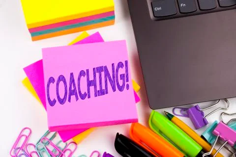 Writing text showing Coaching made in the office with surroundings such as la Stock Photos