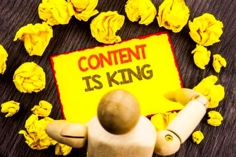 Writing text showing  Content Is King. Business photo showcasing Online Marke Illustrazione stock