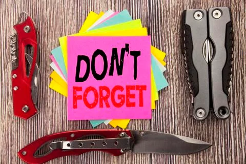 Writing text showing Do Not Forget. Business concept for Don t memory Remider Stock Photos