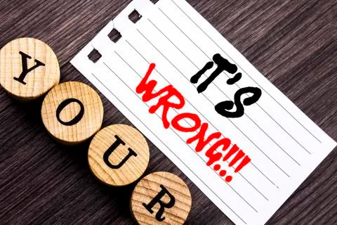 Writing text showing  It Is Wrong. Business photo showcasing Correct Right De Stock Illustration