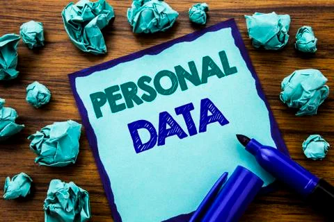 Writing text showing Personal Data. Business concept for Digital Protection Stock Photos