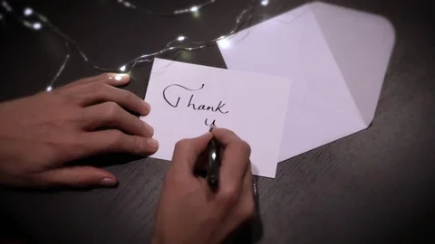 Writing "Thank You" in Calligraphy - Version 1 Stock Footage 83018574
