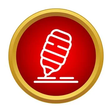 Writing tool creating lines on a golden button イラスト素材