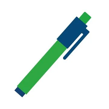 Writing Tool in Green and Blue Colors on a Plain Background With Simple Desig Stock Illustration