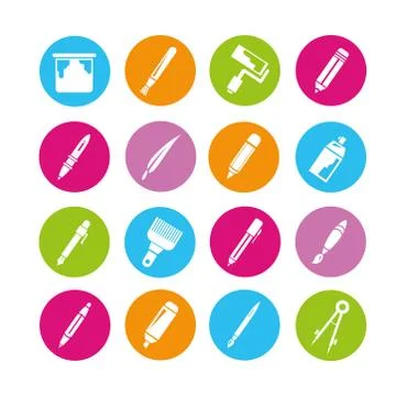 Writing tools icons Stock Illustration