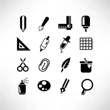 Writing tools icons Stock Illustration