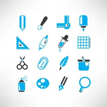 Writing tools icons Stock Illustration
