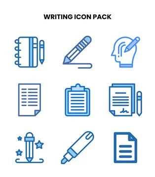 Writing Two Colour UI Icons Pack Stock Illustration