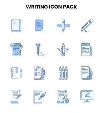 Writing Two Colour UI Icons Pack Stock Illustration