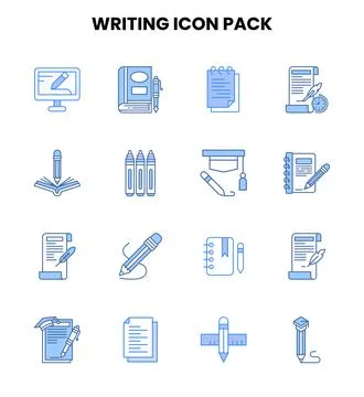 Writing Two Colour Vector Icons Pack Stock Illustration