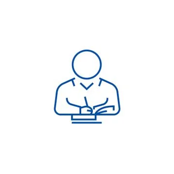 Writing user line icon concept. Writing user flat vector symbol, sign, outline Stock Illustration