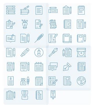 Writing Vector Icon Repository containing 40 Thin Line 256x256 Grid Fitted .. Stock Illustration