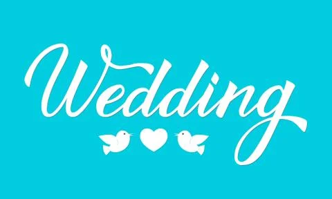 Writing Wedding blue background. Easy to edit vector template for wedding inv Stock Illustration