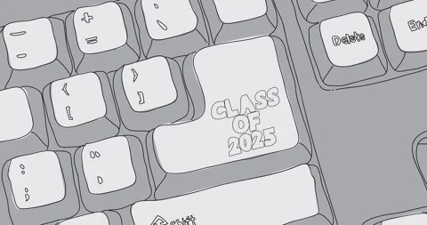 Writing the word Class of 2025 on a keyboard Stock Footage 308608196
