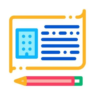 Written building information model icon vector outline illustration Ilustración de archivo